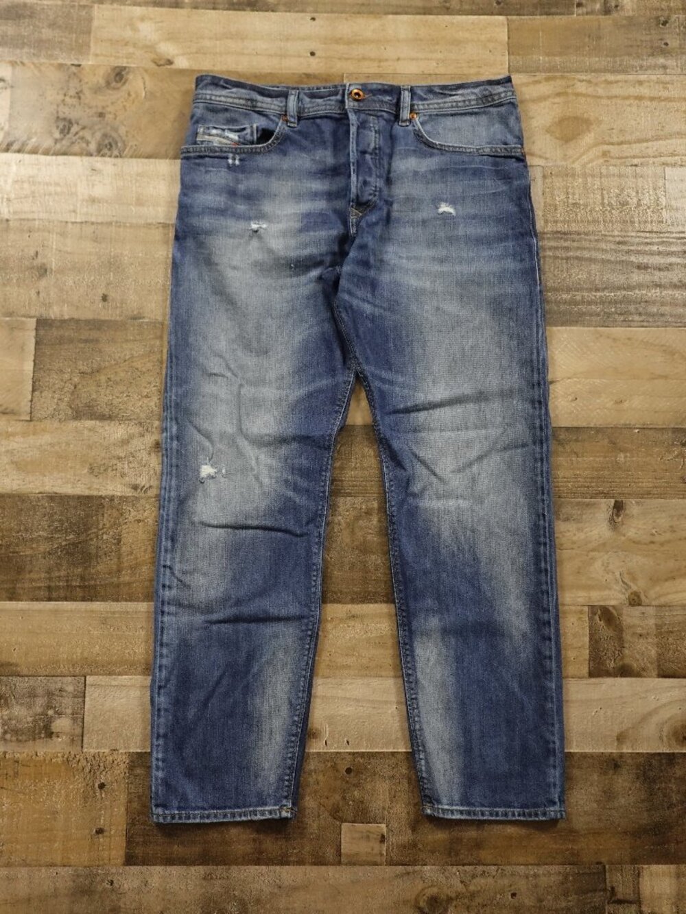 Diesel Buster Jeans Men’s 36x30 Blue Distressed Stretch Denim Slim Tapered